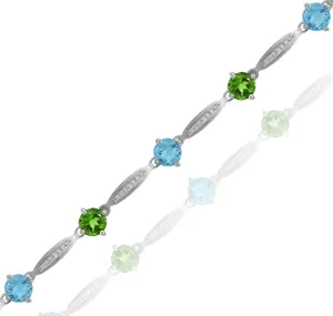 0.22ct Diamond, 2.11ct Blue Topaz and 2.61ct Peridot Bracelet set in 14KT White Gold / JBCB150028G