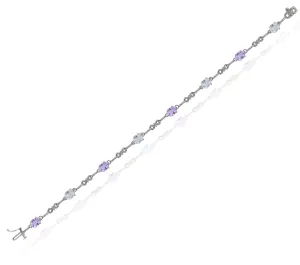 0.44ct Diamond, 2.14ct Pink Amethyst and 2.80 Green Amethyst Bracelet set in 14KT White Gold /JBCB150031H