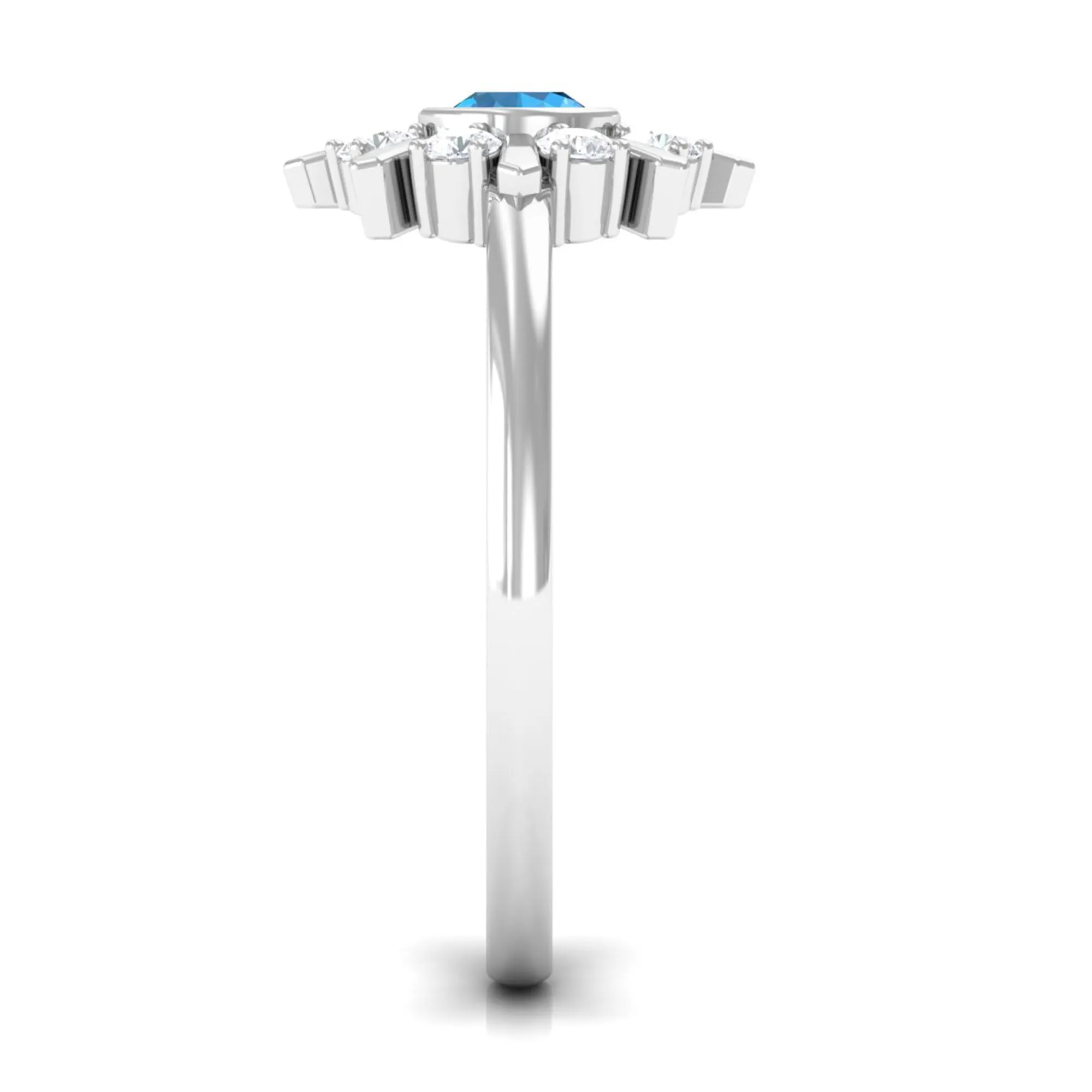 0.50 CT Swiss Blue Topaz and Diamond Statement Ring