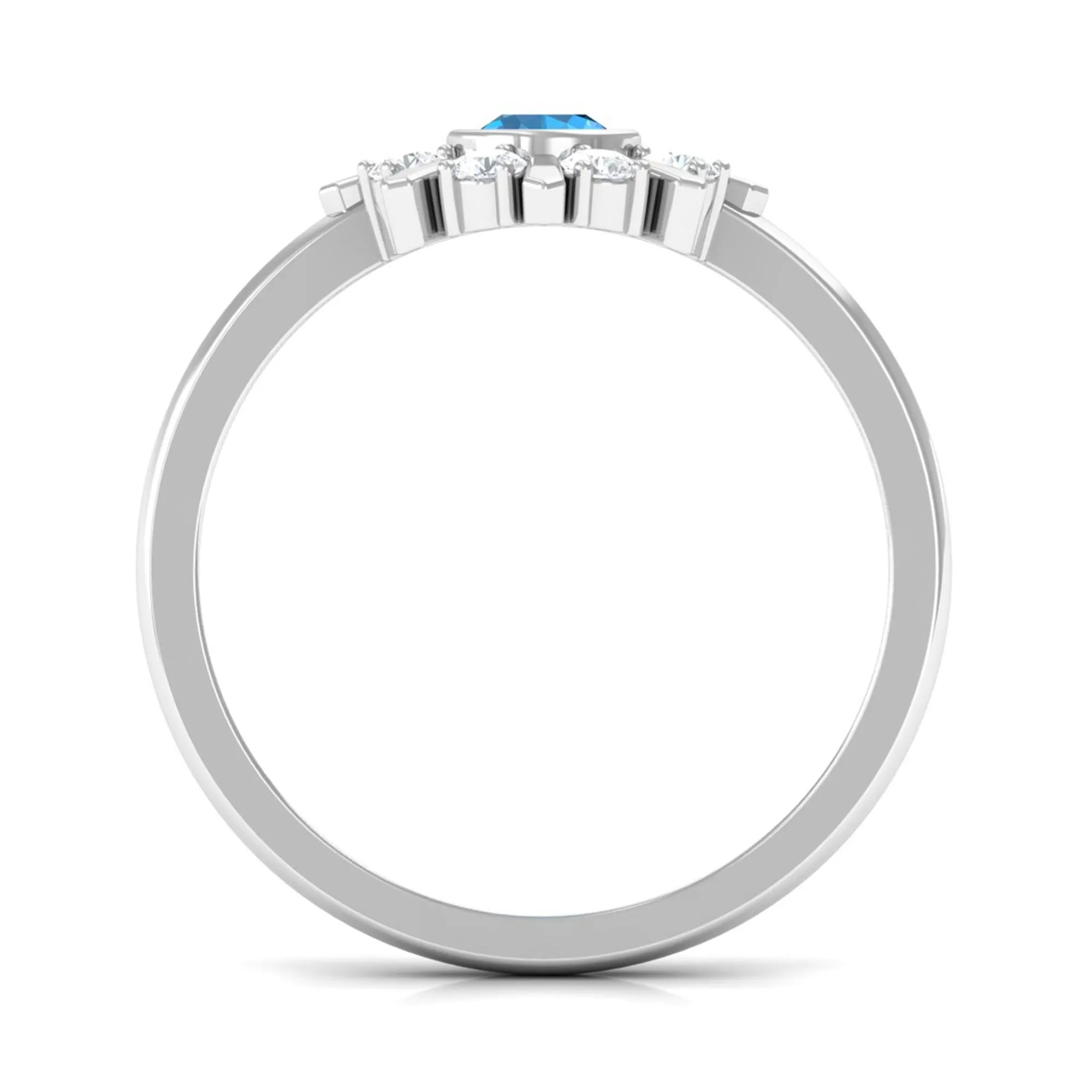 0.50 CT Swiss Blue Topaz and Diamond Statement Ring