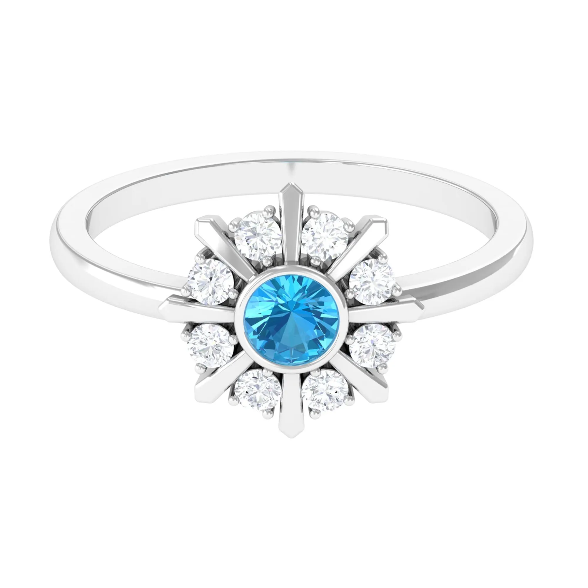0.50 CT Swiss Blue Topaz and Diamond Statement Ring