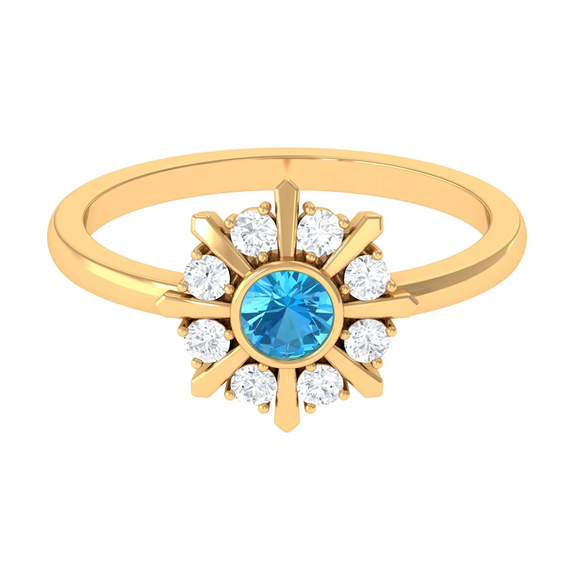0.50 CT Swiss Blue Topaz and Diamond Statement Ring