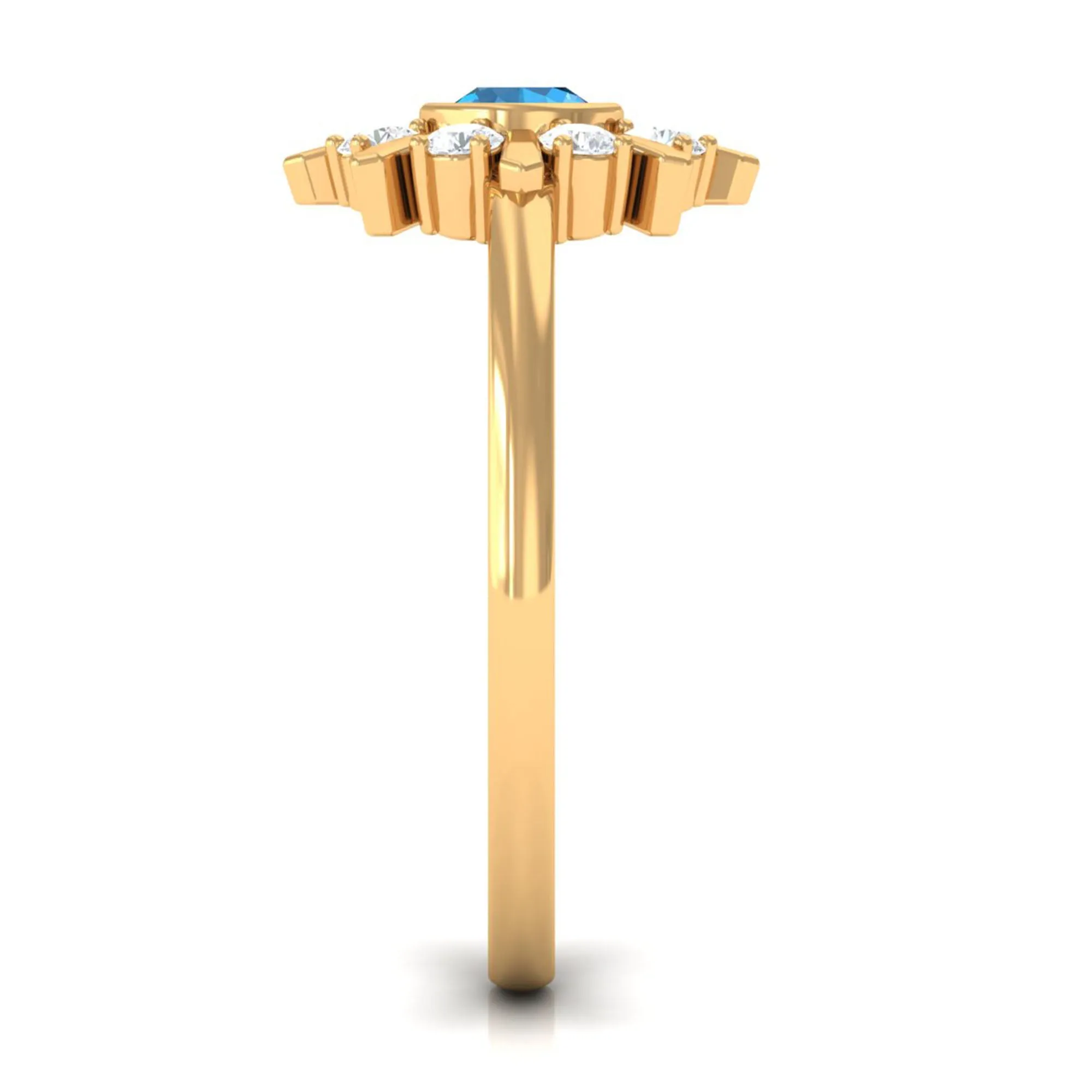 0.50 CT Swiss Blue Topaz and Diamond Statement Ring