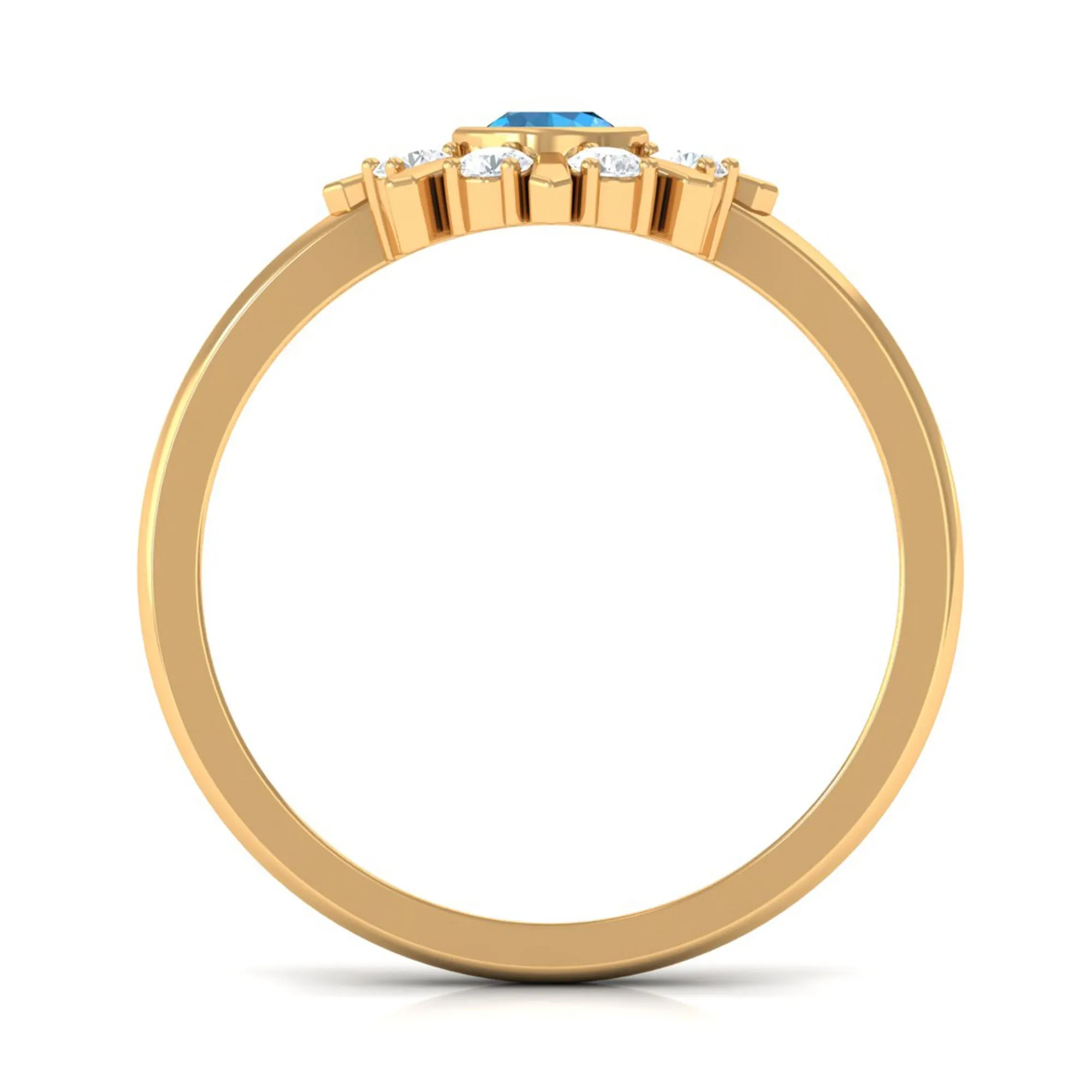 0.50 CT Swiss Blue Topaz and Diamond Statement Ring