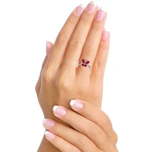 0.6 Carat 14K Solid White Gold Butterfly Ring Natural Ruby