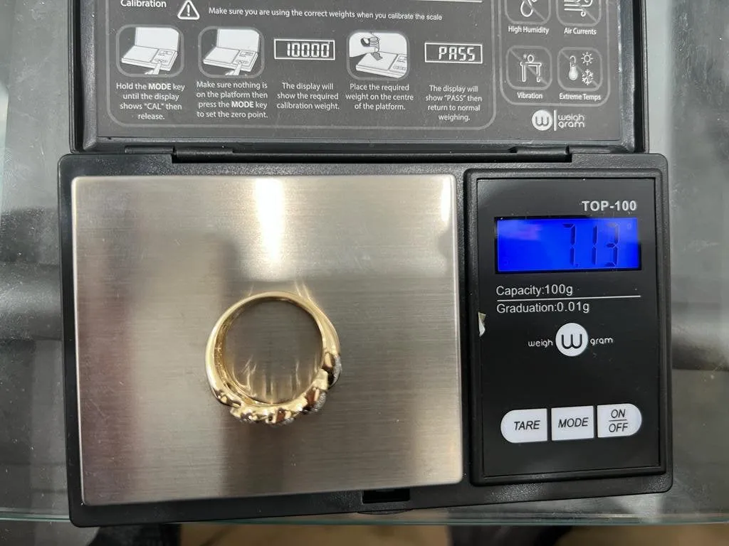 10K Yellow Gold Miami Cuban Link Genuine Diamond Ring Band 0.35Ct 7.13 Grams  Size 10, Men's Diamond Cuban Link Ring, Gift for Him