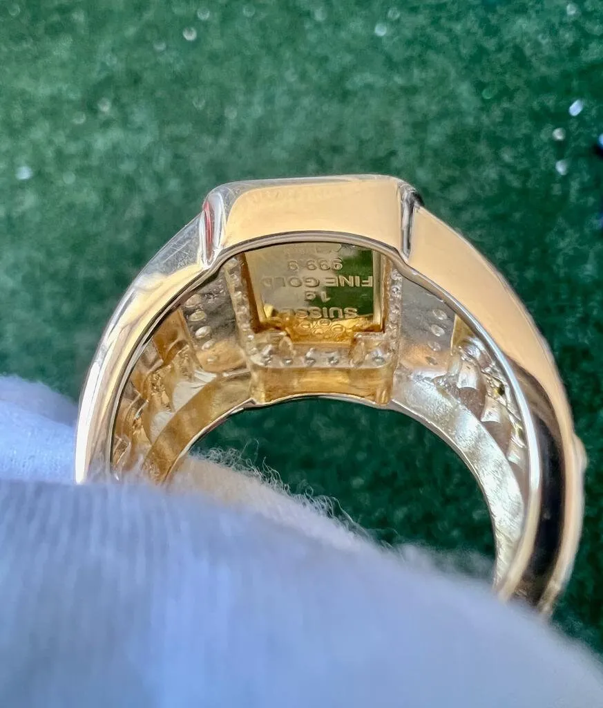 10K Yellow Gold Pamp Suisse Coin Diamond Men's Ring 0.77 ct Lady Fortuna 12.8 grams -Size 10, Mens Finger Ring, Gift for Him