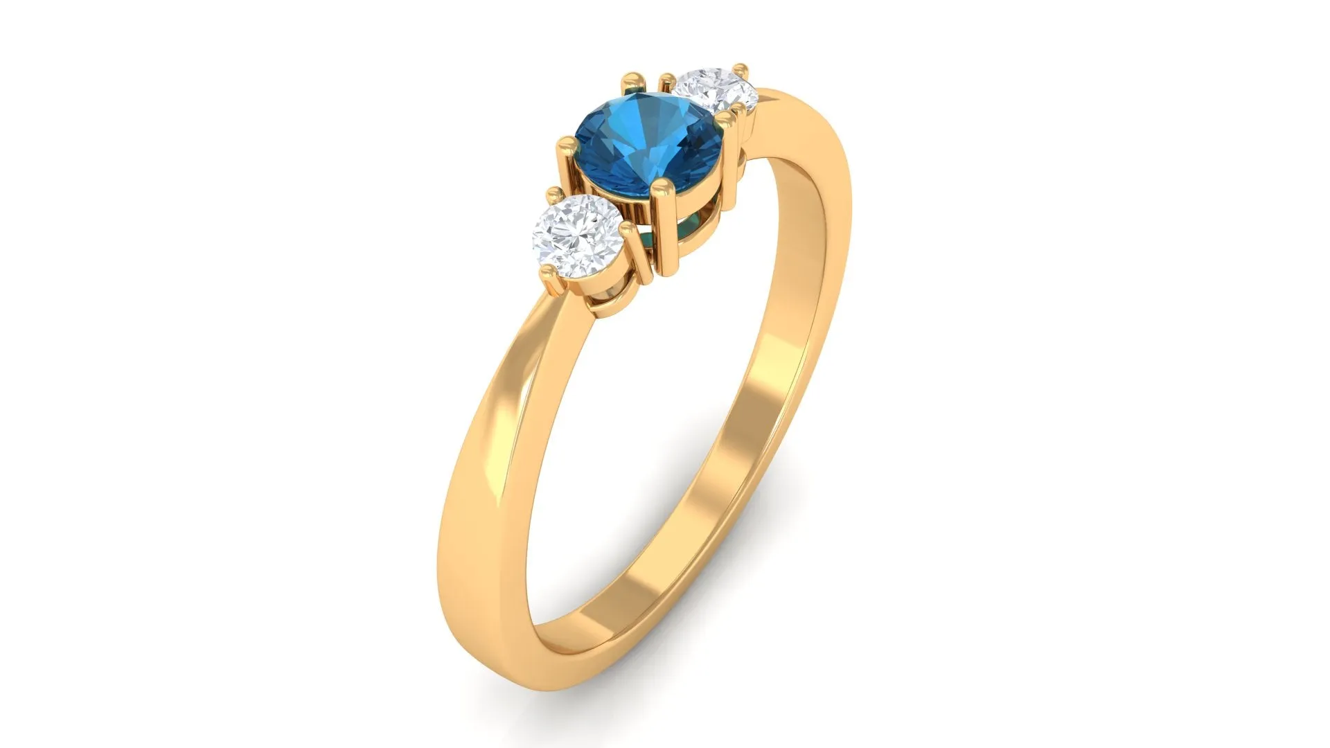1/2 CT London Blue Topaz Promise Ring with Diamond