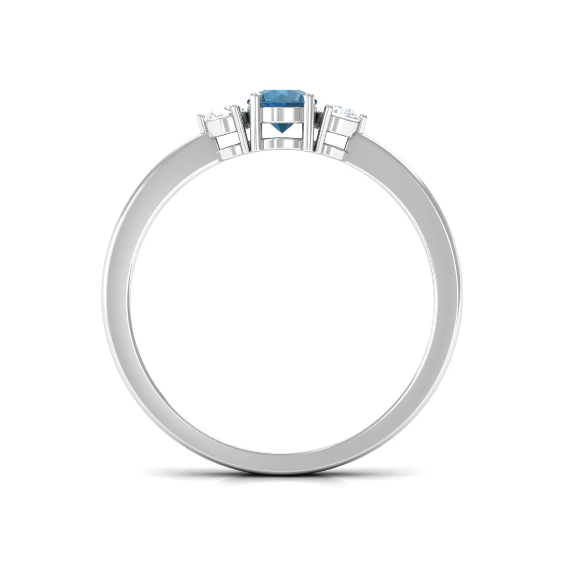 1/2 CT London Blue Topaz Promise Ring with Diamond