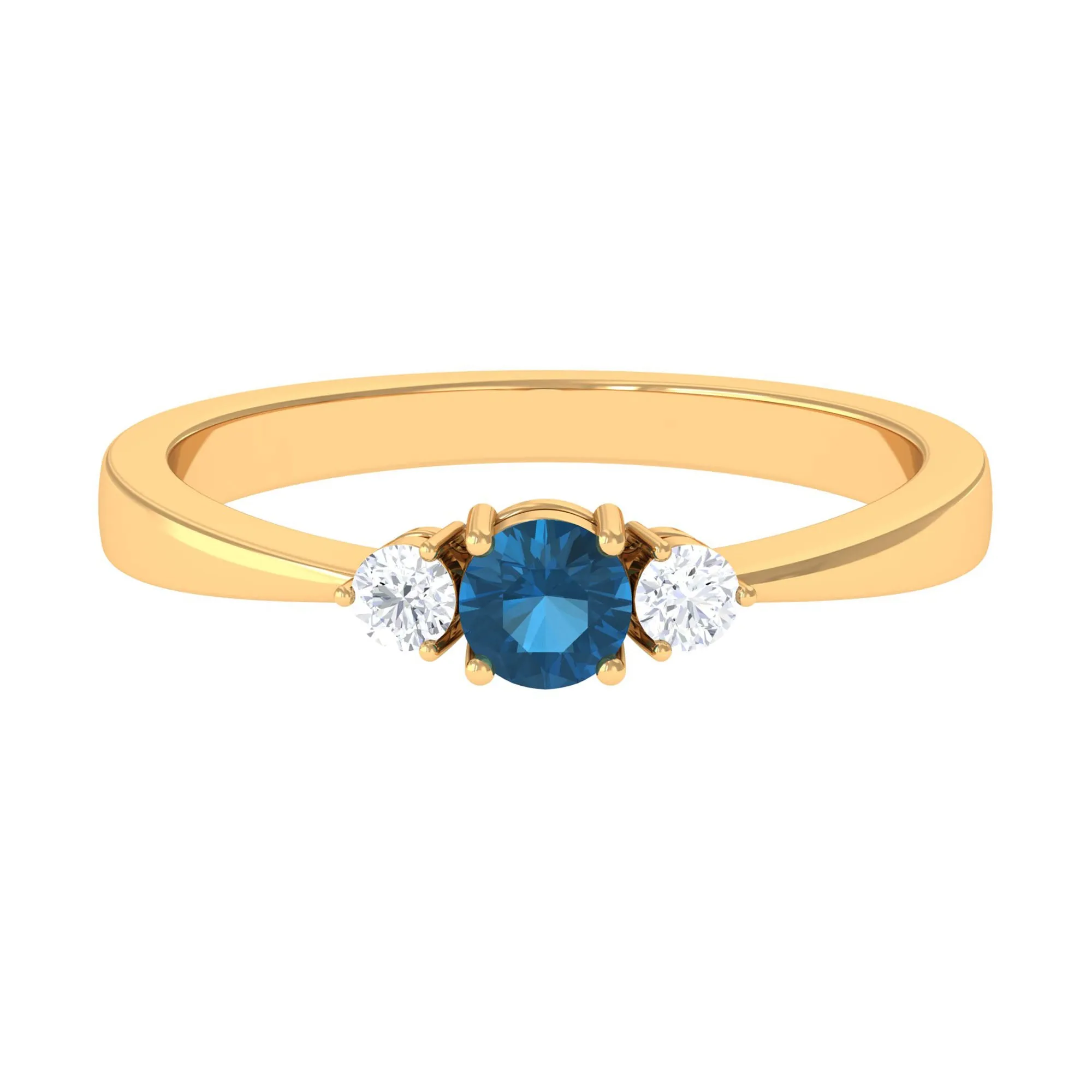 1/2 CT London Blue Topaz Promise Ring with Diamond