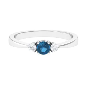 1/2 CT London Blue Topaz Promise Ring with Diamond