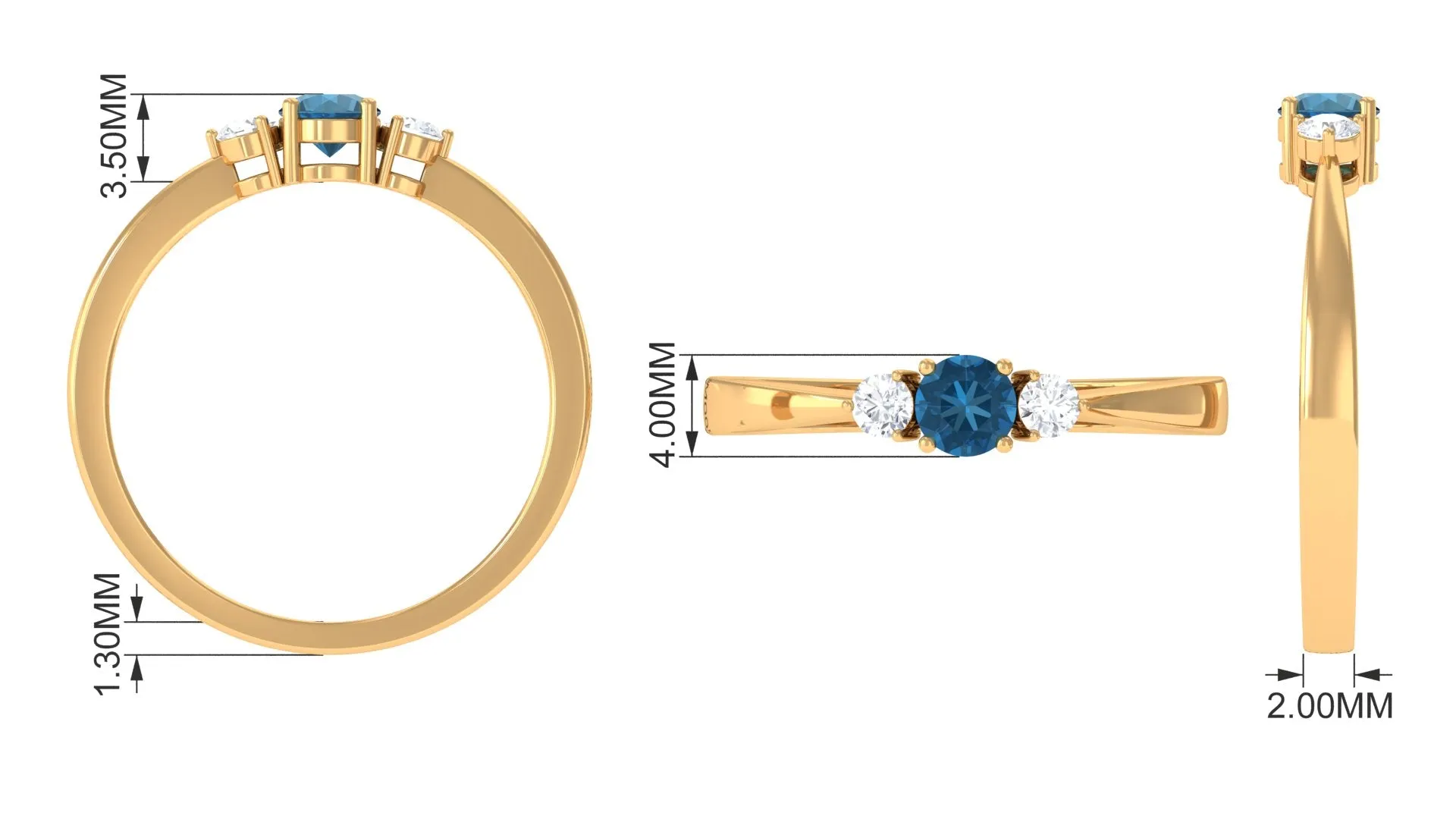 1/2 CT London Blue Topaz Promise Ring with Diamond