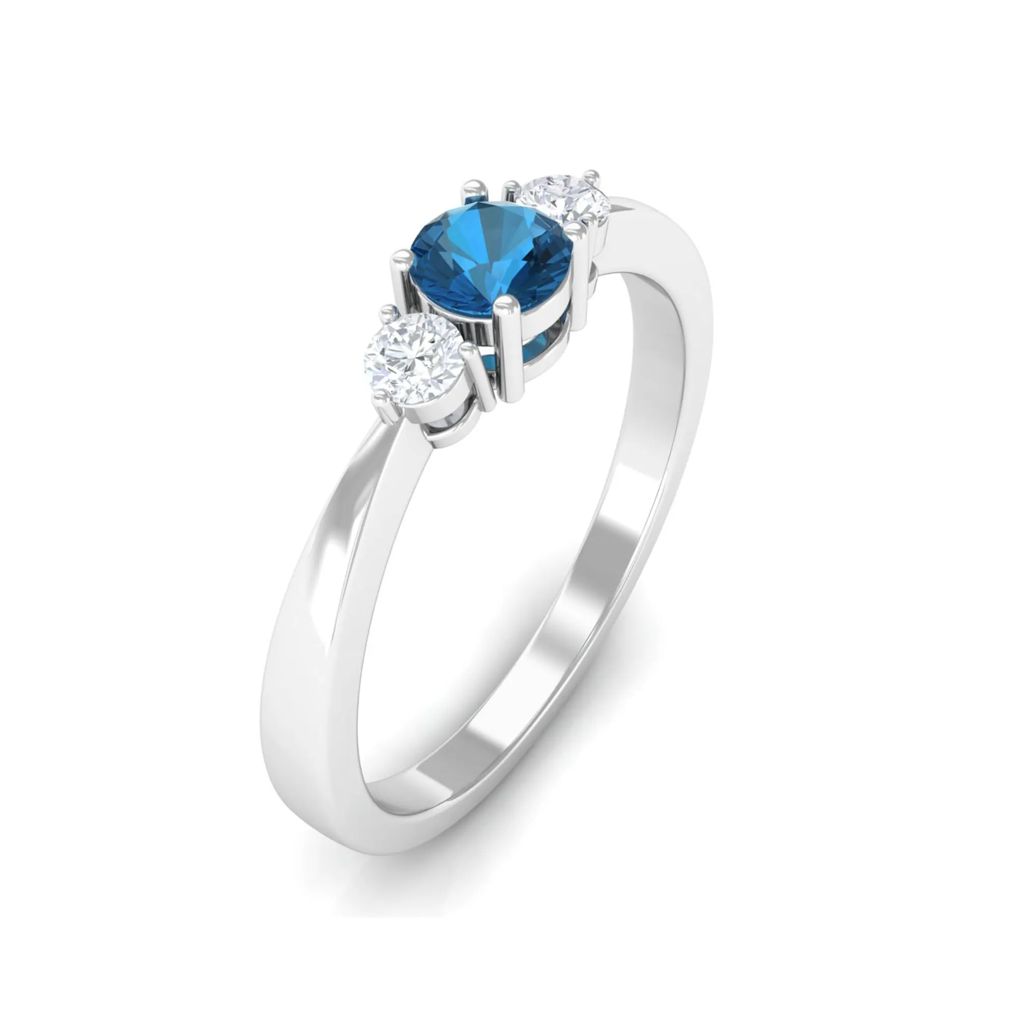 1/2 CT London Blue Topaz Promise Ring with Diamond