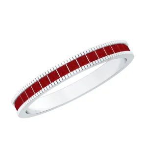1/2 CT Milgrain Princess Cut Ruby Half Eternity Ring