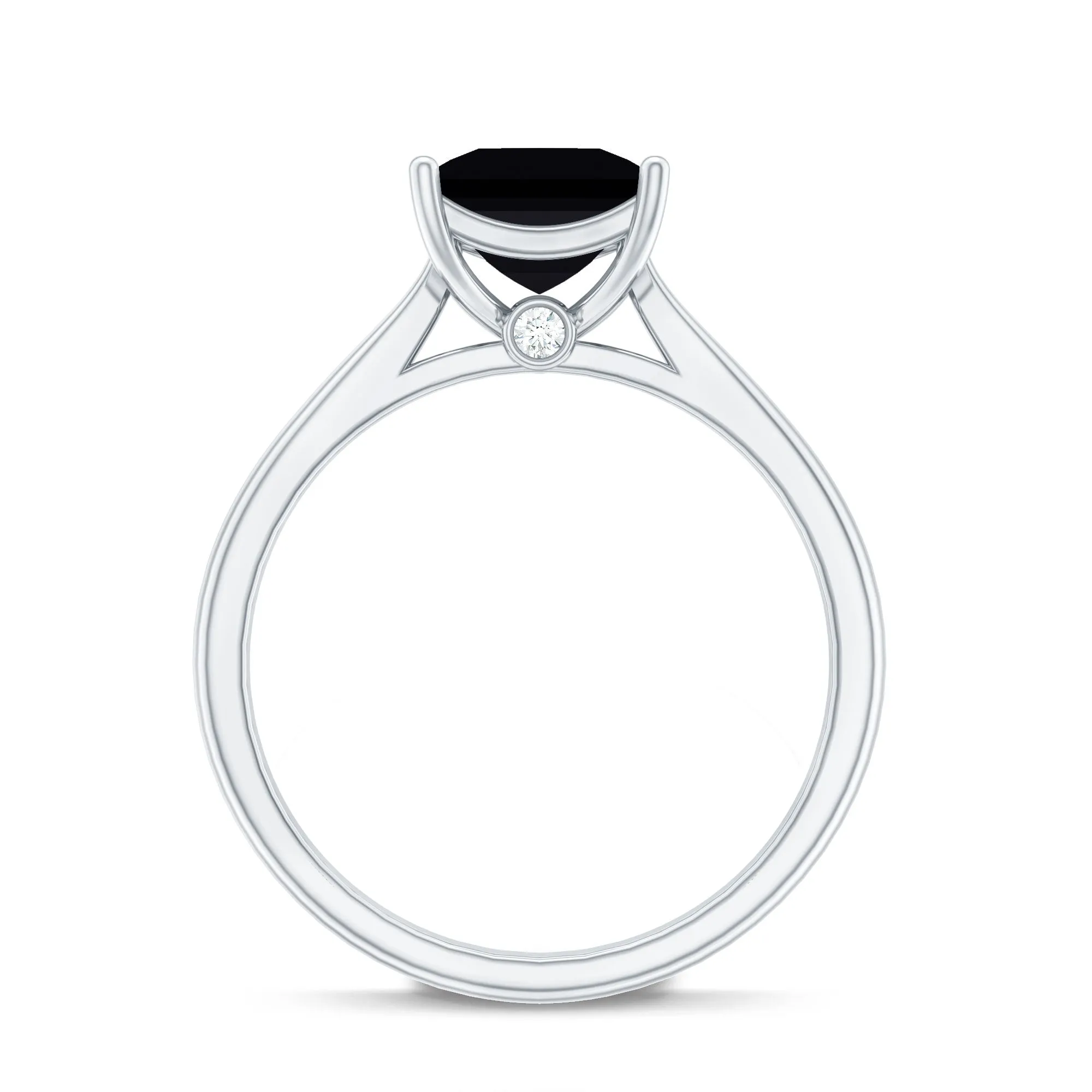 1.25 CT Lab Created Black Diamond Solitaire Ring with Diamond