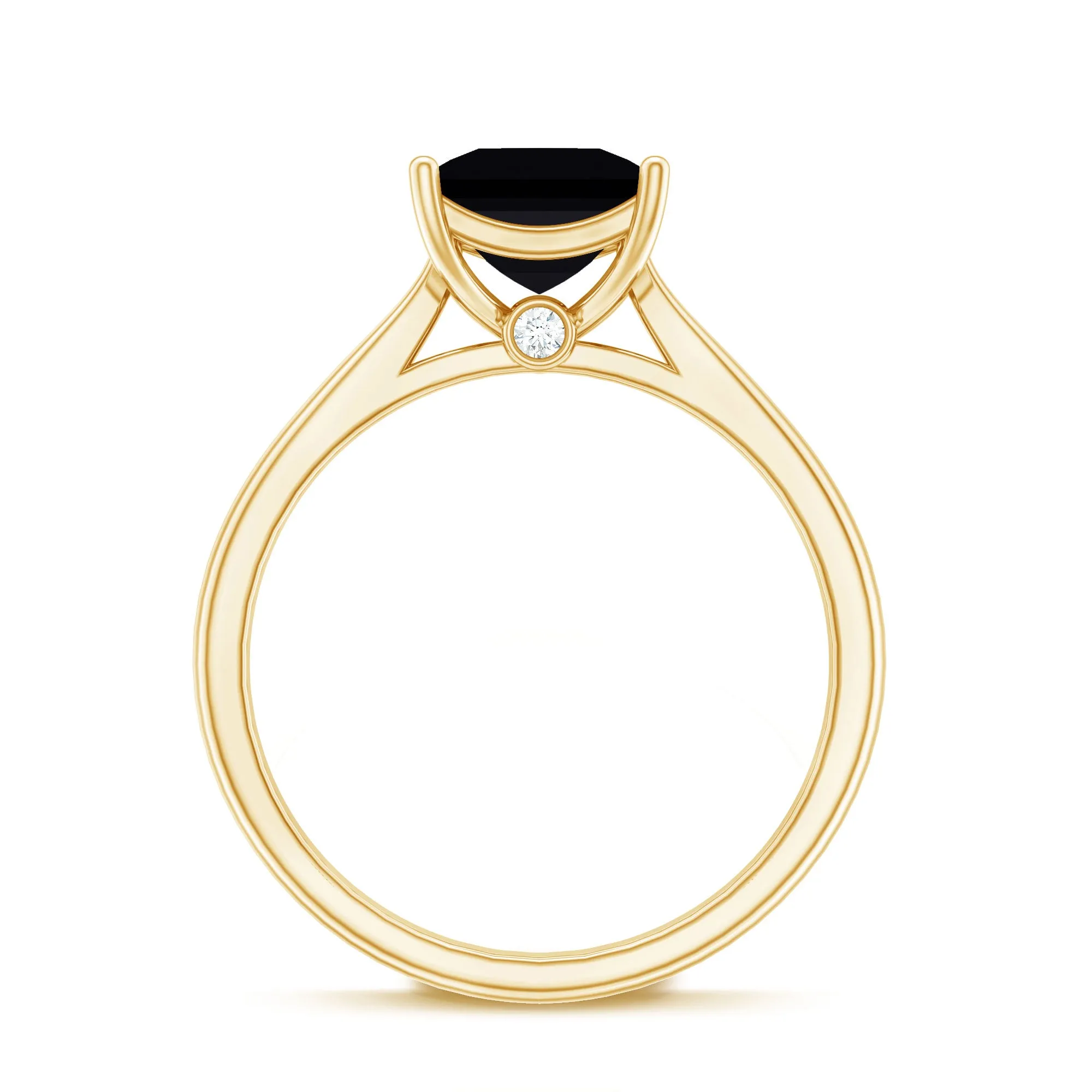 1.25 CT Lab Created Black Diamond Solitaire Ring with Diamond