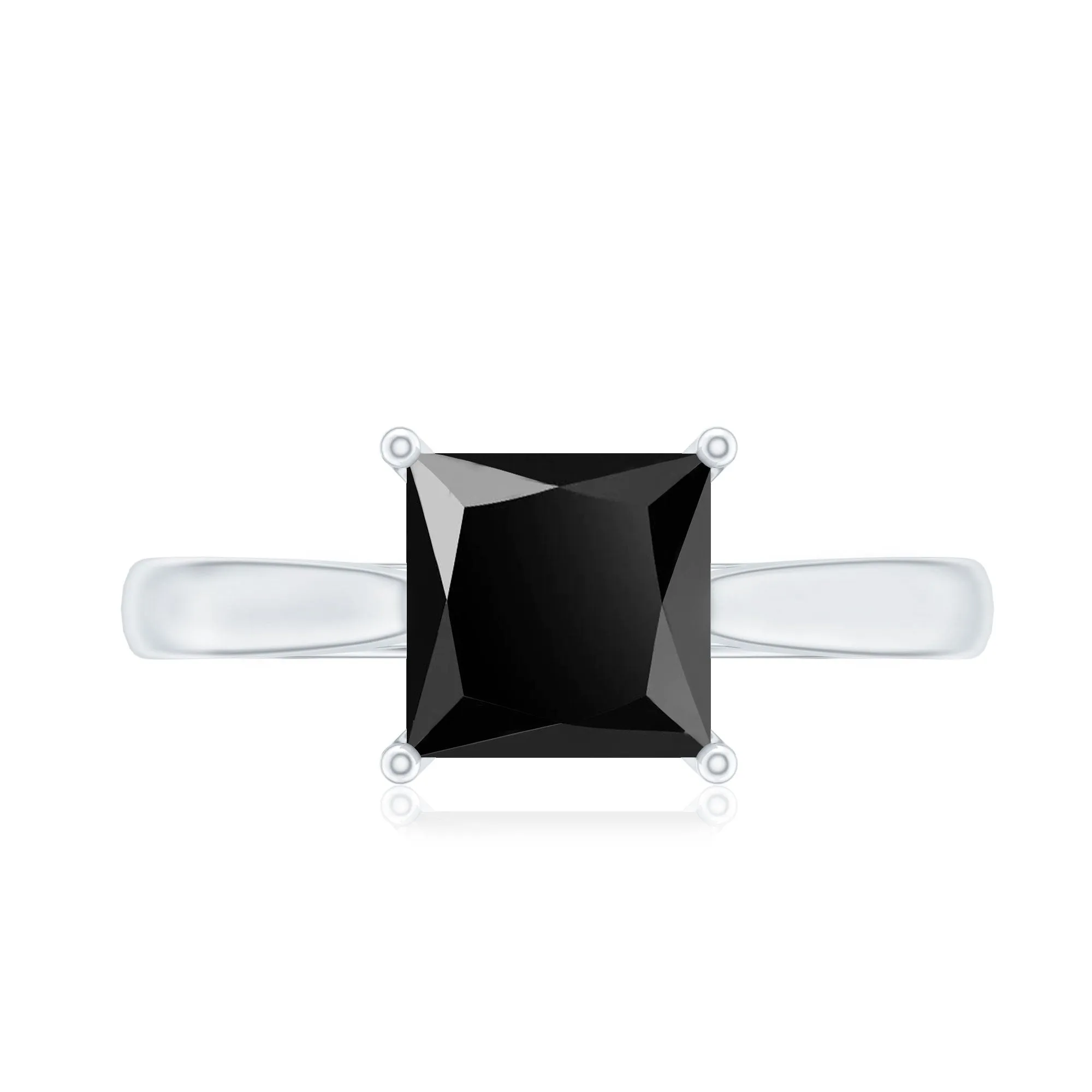 1.25 CT Lab Created Black Diamond Solitaire Ring with Diamond