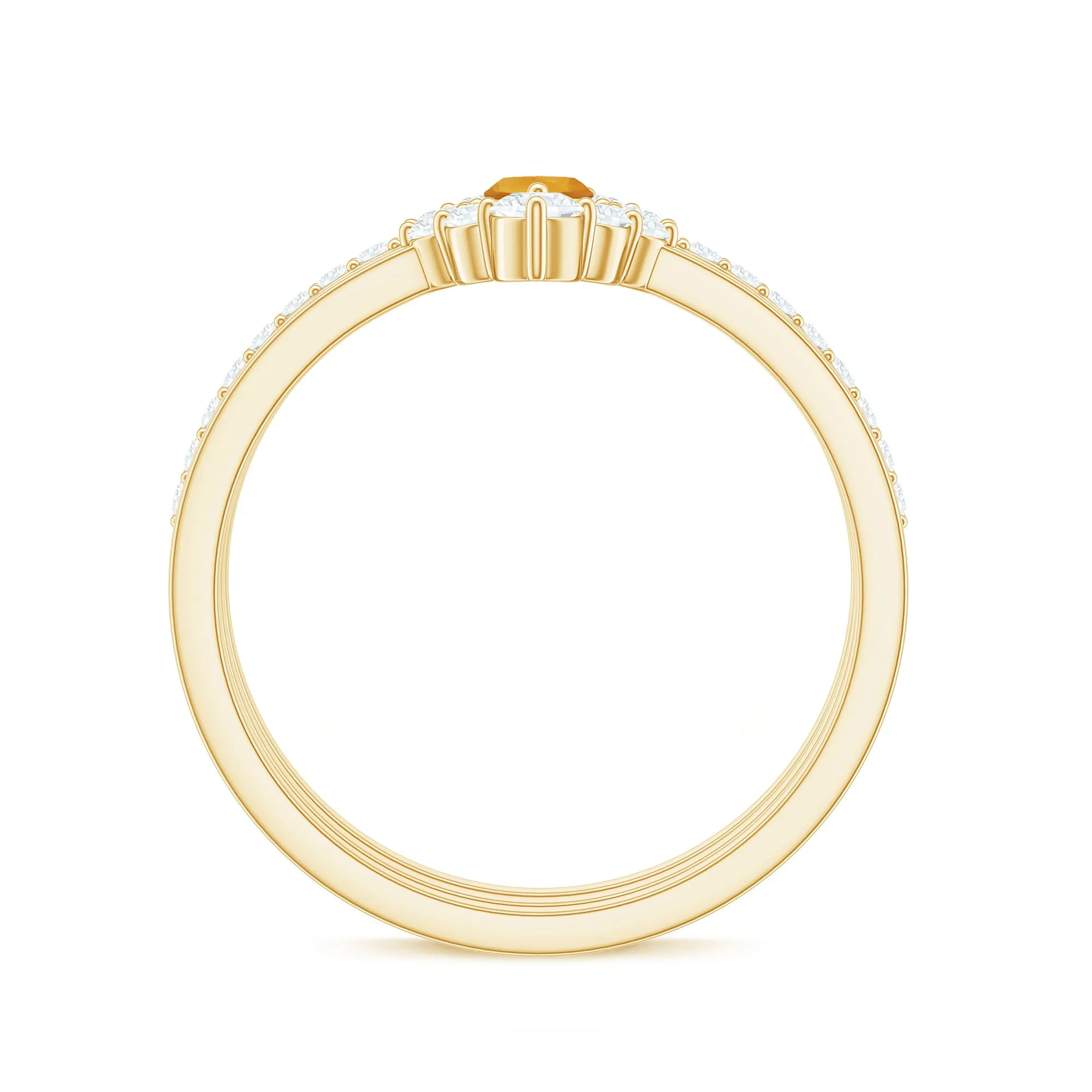 1.25 CT Marquise Citrine Solitaire Trio Ring Set with Moissanite