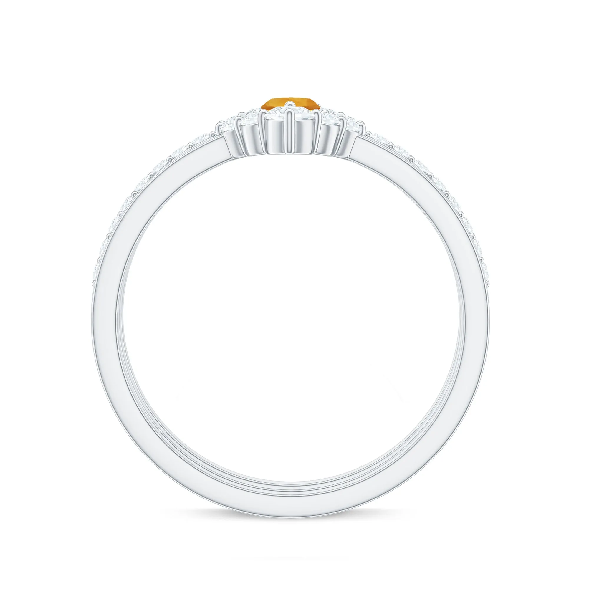 1.25 CT Marquise Citrine Solitaire Trio Ring Set with Moissanite
