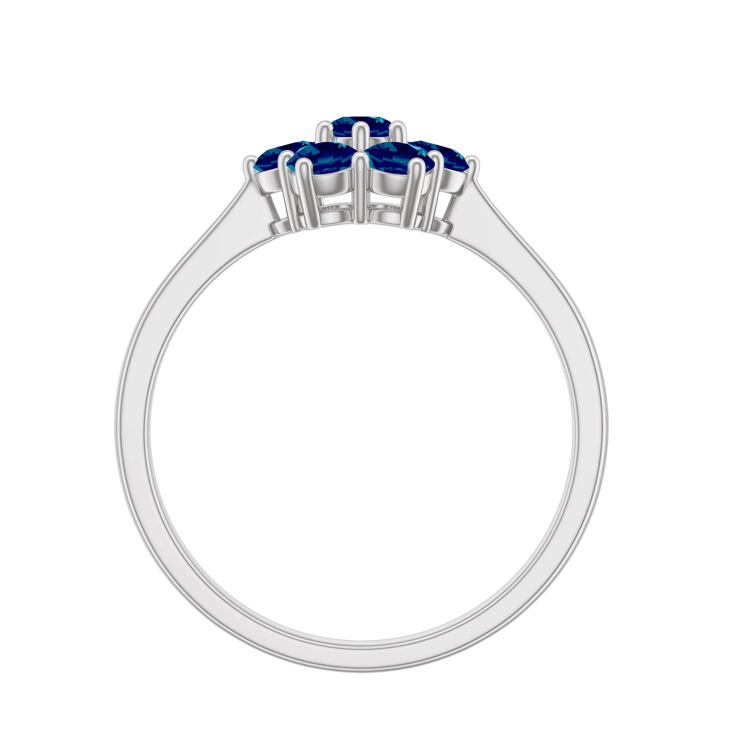 1.25 CT Round Shape London Blue Topaz Cluster Flower Ring
