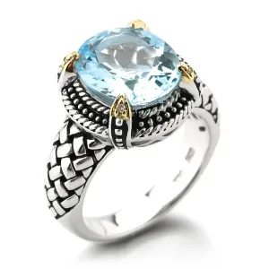 14K and 925 Sterling Ring in Blue Topaz (141R114813BT)