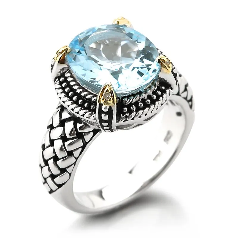 14K and 925 Sterling Ring in Blue Topaz (141R114813BT)