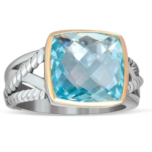 14k and Blue Topaz Ring in 925 sterling silver (RC649ABTD)
