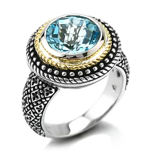 14K Gold And 925 Sterling Silver Ring in Blue Topaz (141R114807BT)