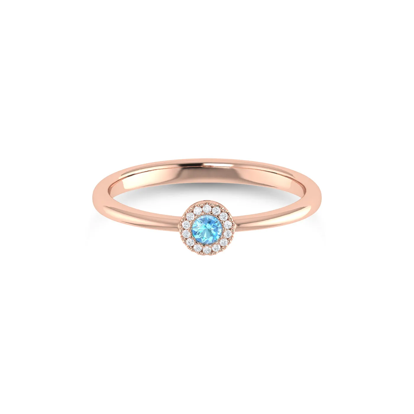 14K Gold Diamond & Blue Topaz Ring
