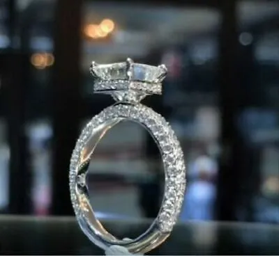 14K White Gold Princess Cut Moissanite 2.3CT Solitaire Engagement & Wedding Ring