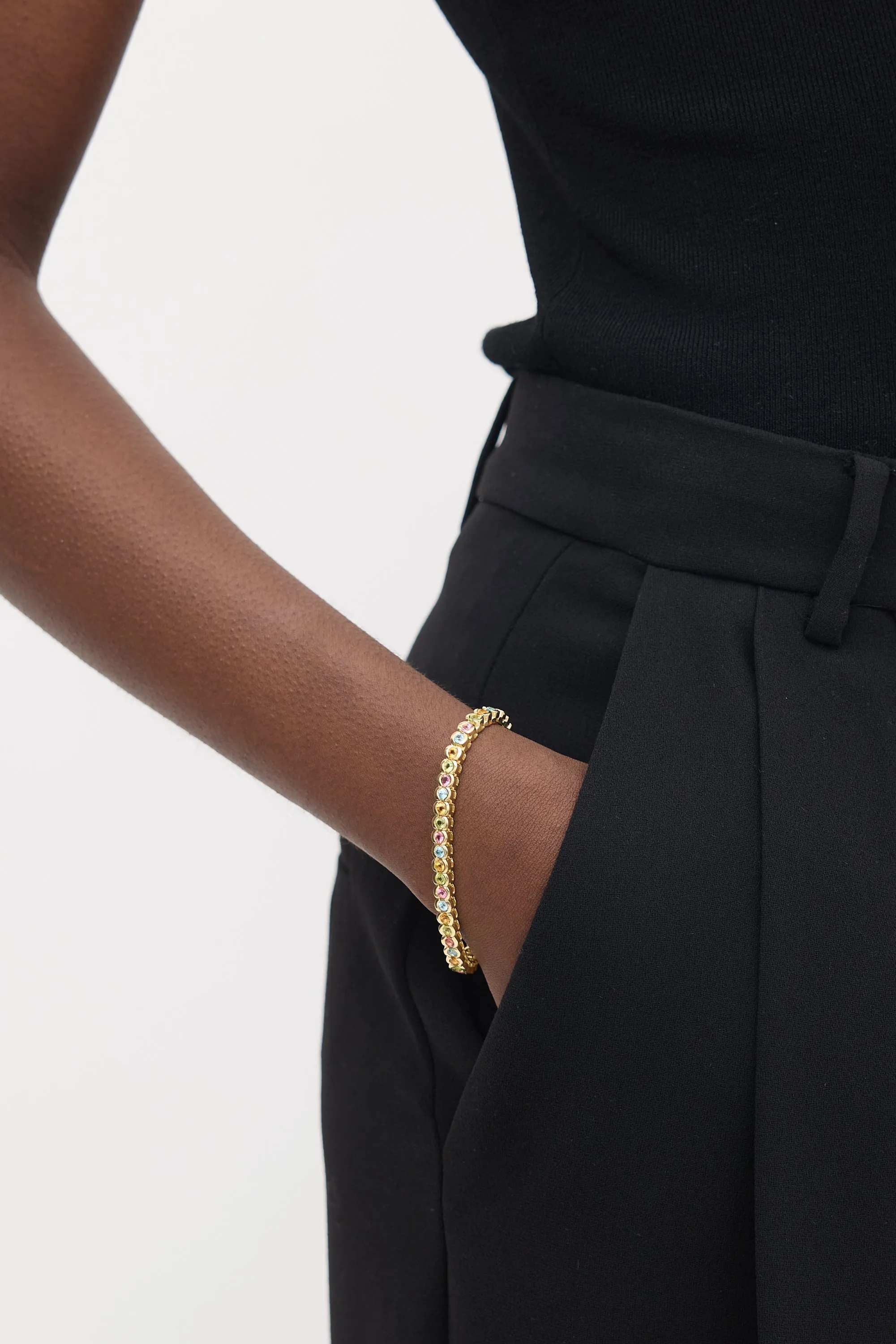 14K Yellow Gold & Gem Tennis Bracelet