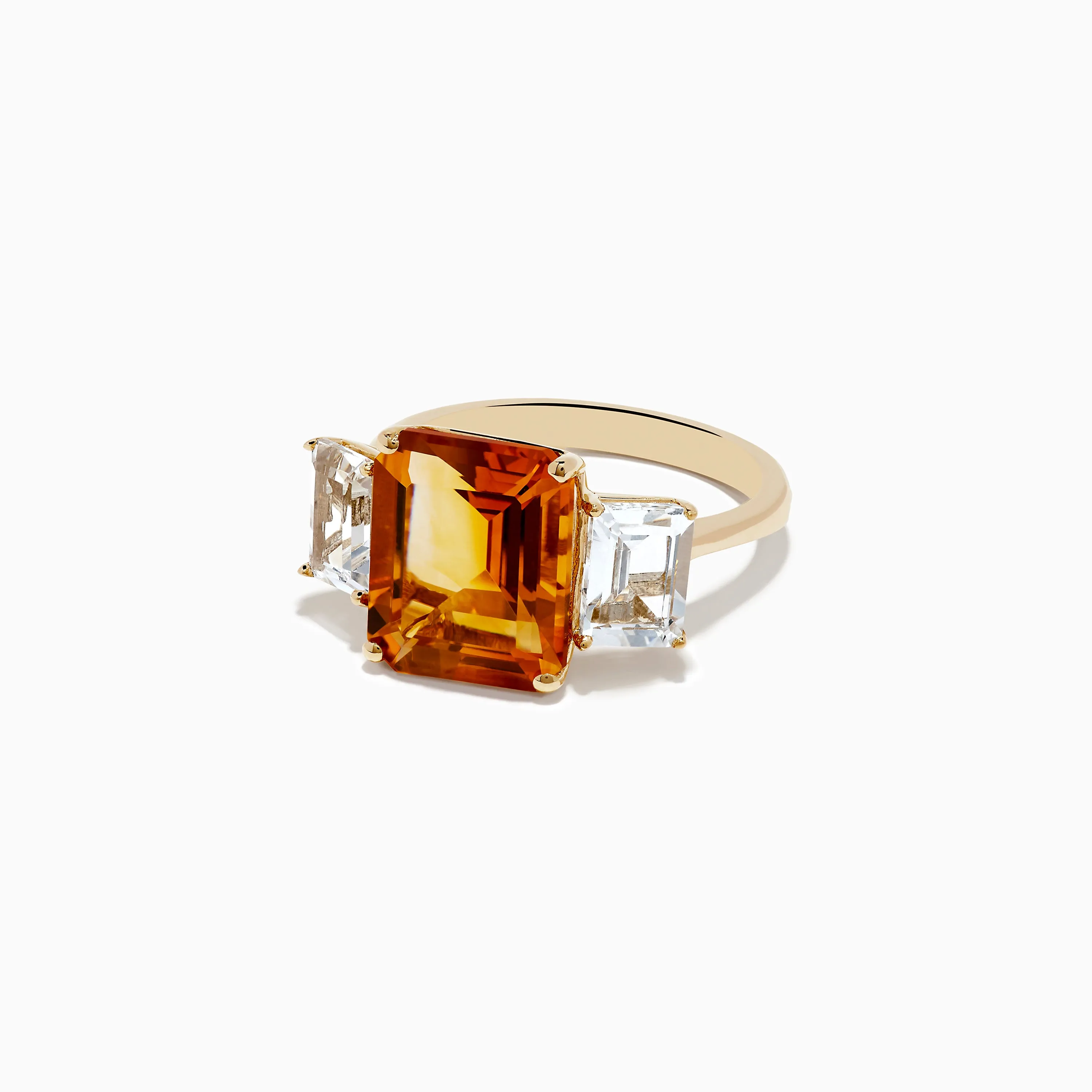14K Yellow Gold Citrine and White Topaz Ring