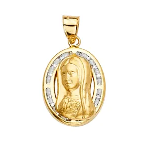 14KY CZ Guadalupe Medal Pendant
