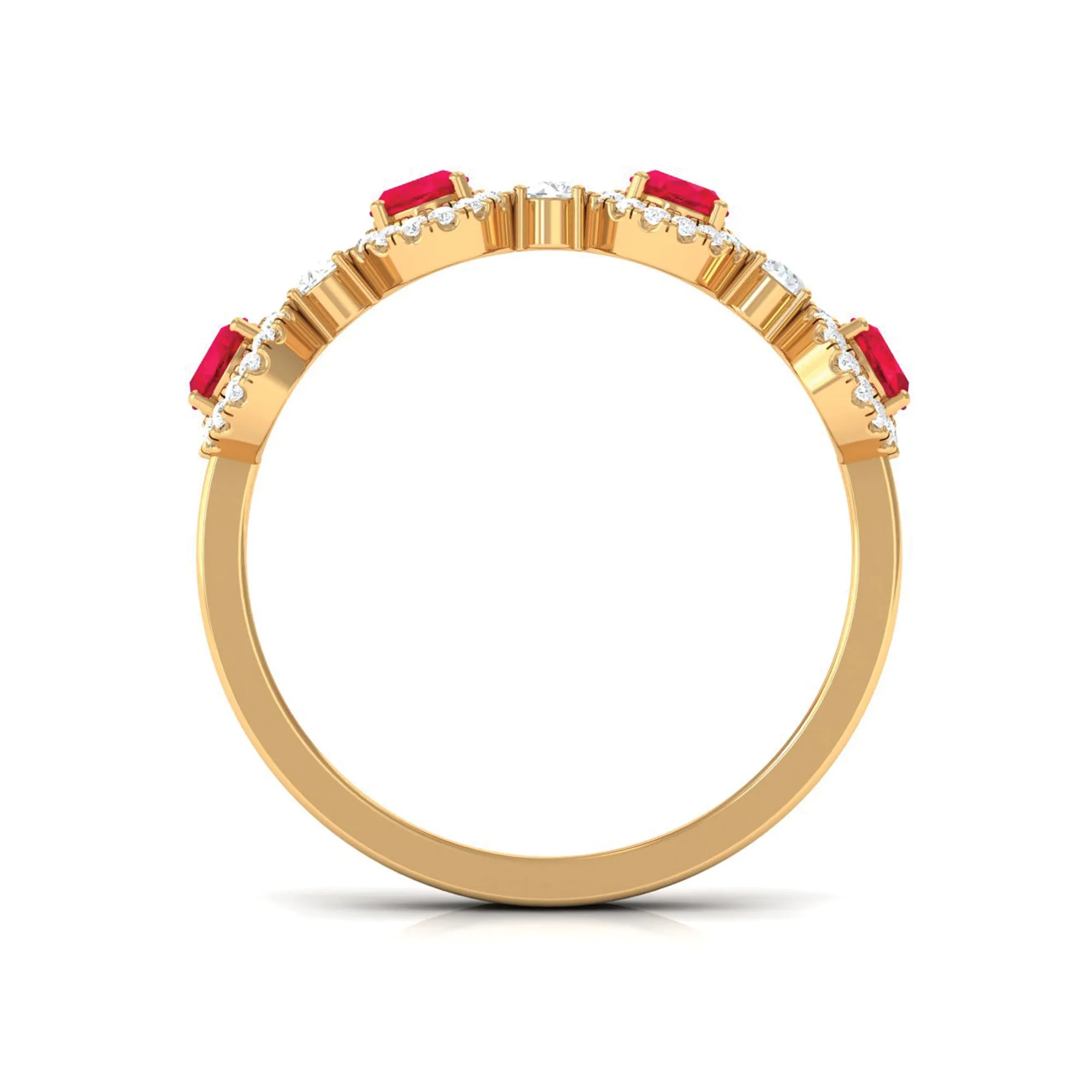 1.5 CT Lab Created Ruby and Diamond Wedding Band