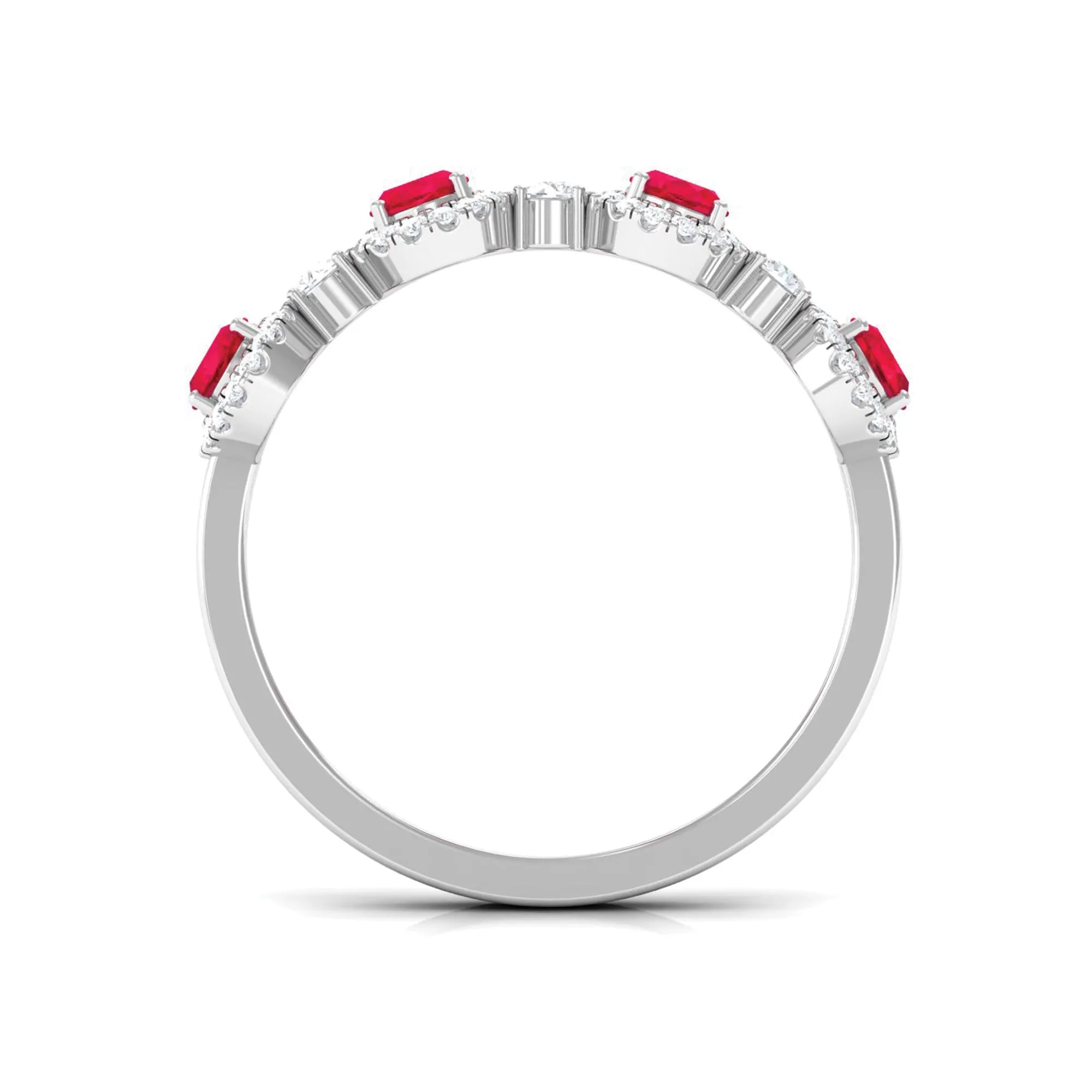 1.5 CT Lab Created Ruby and Diamond Wedding Band