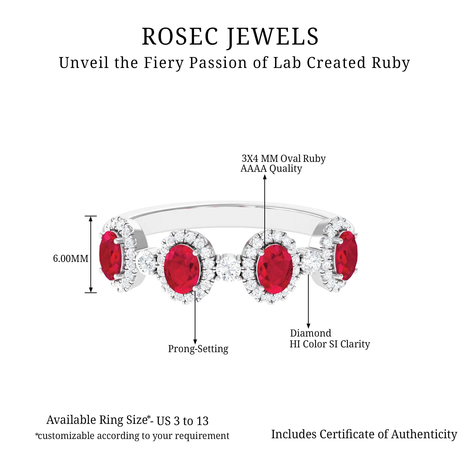 1.5 CT Lab Created Ruby and Diamond Wedding Band