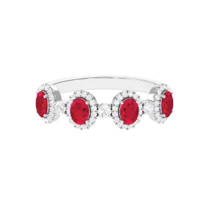 1.5 CT Lab Created Ruby and Diamond Wedding Band
