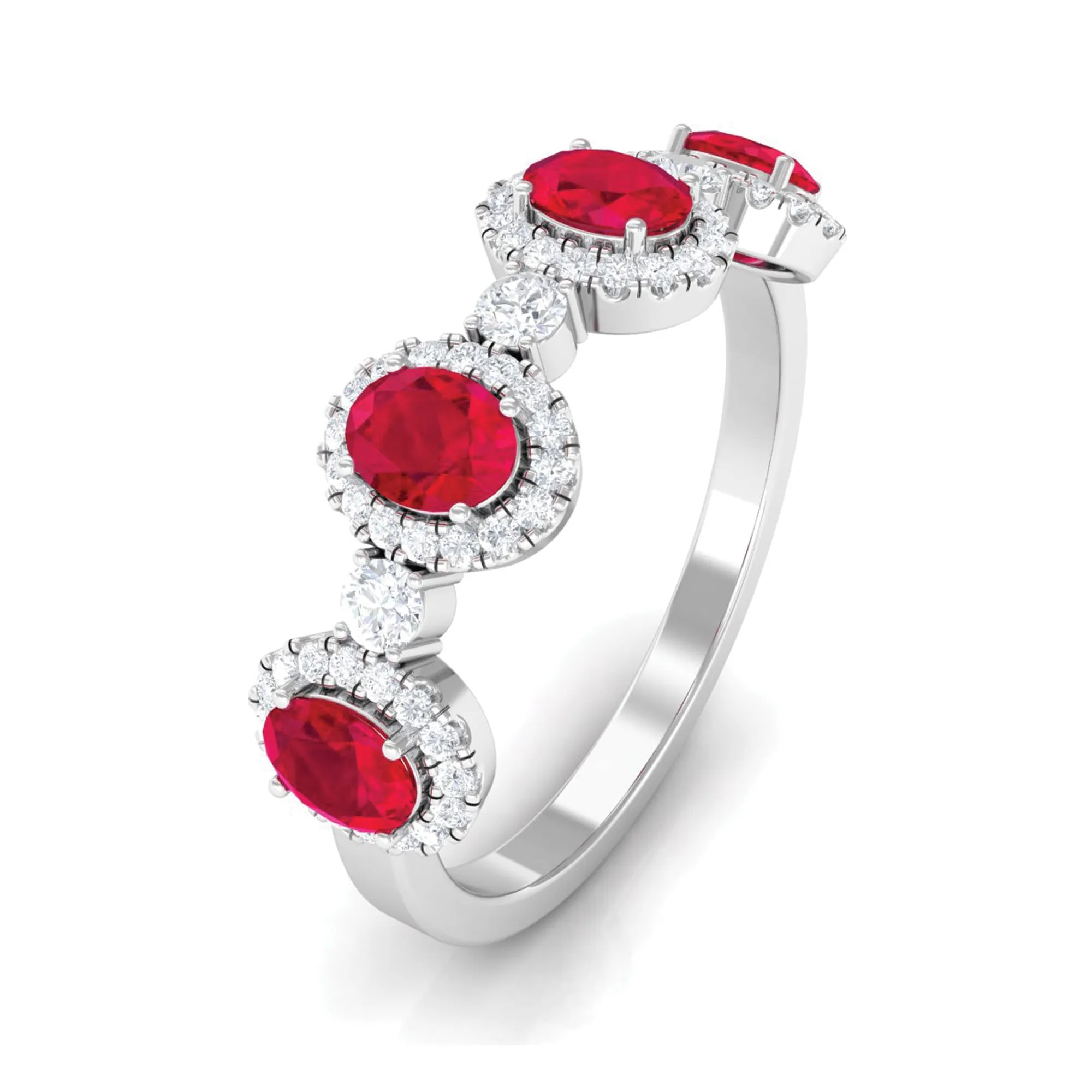 1.5 CT Lab Created Ruby and Diamond Wedding Band