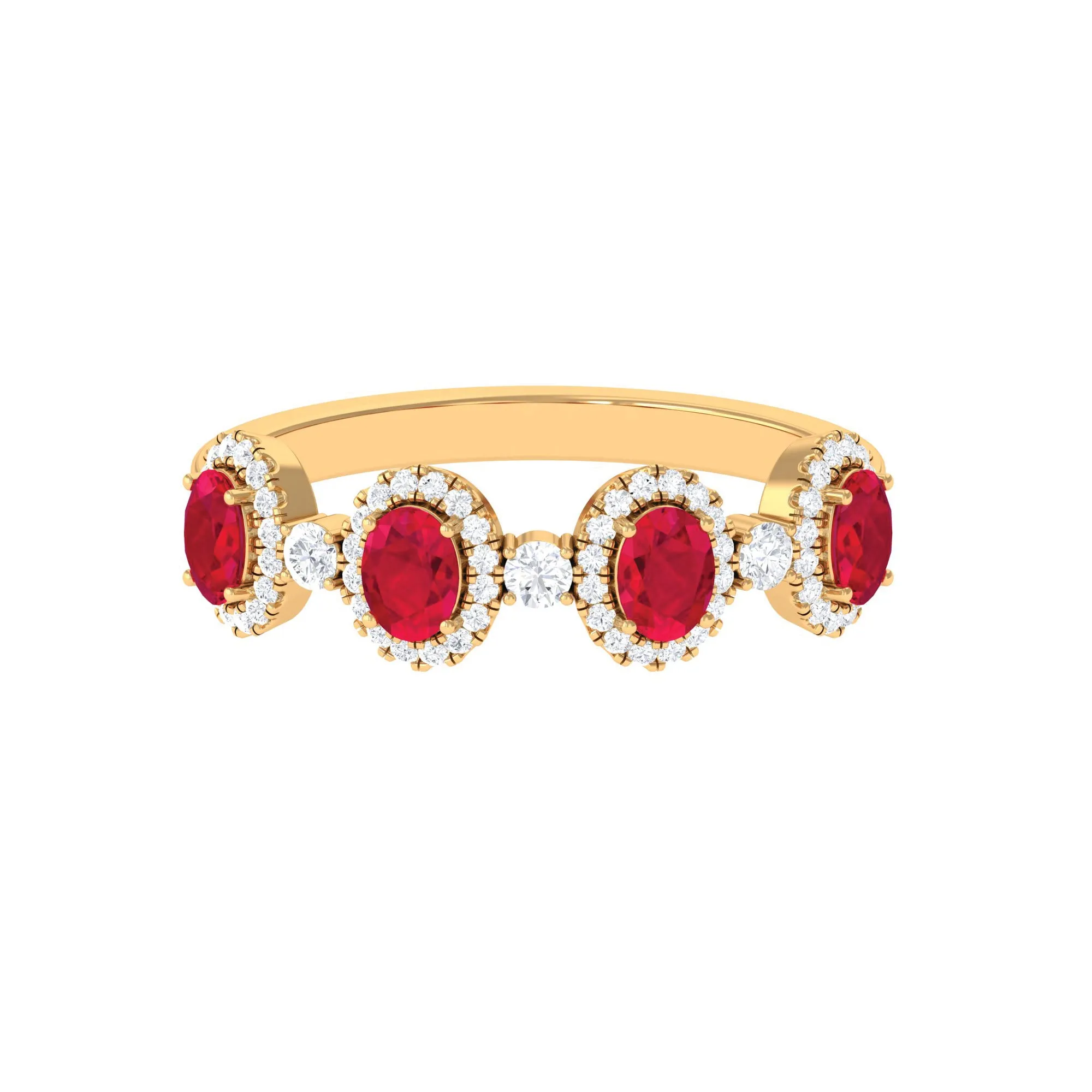 1.5 CT Lab Created Ruby and Diamond Wedding Band