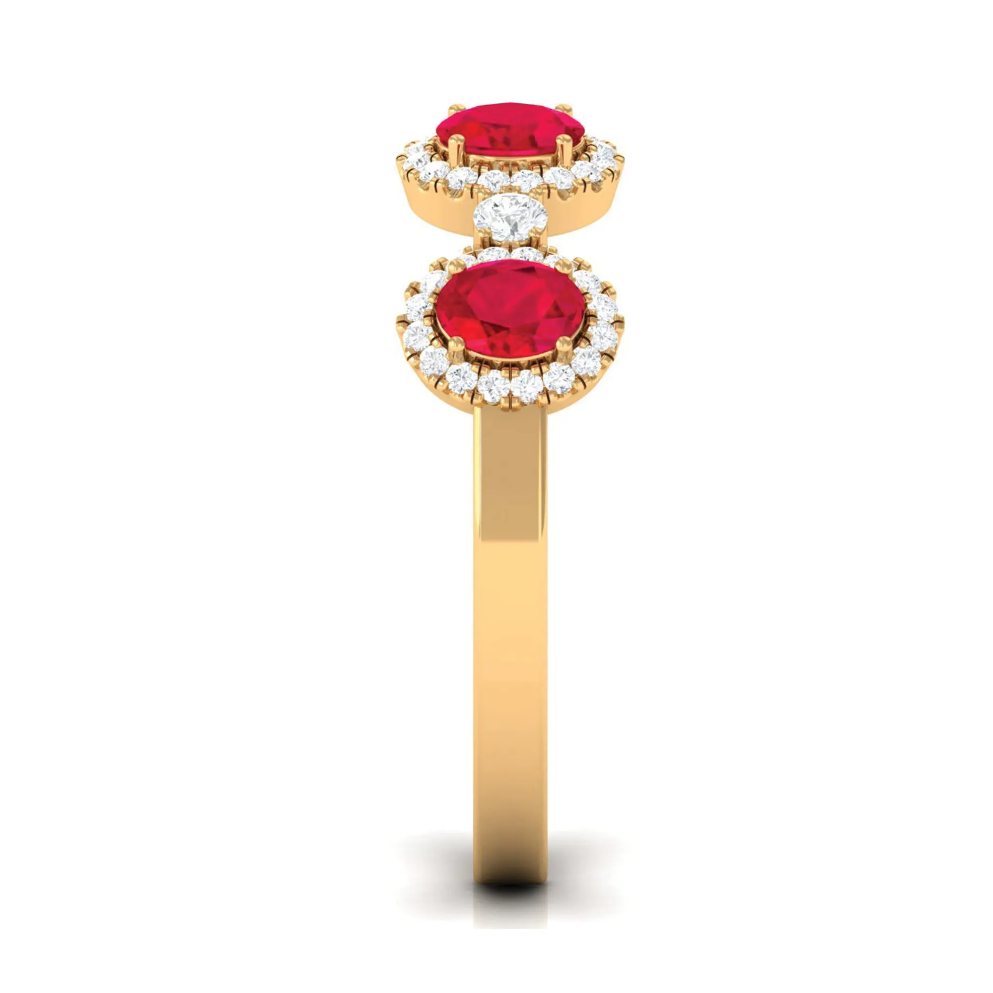 1.5 CT Lab Created Ruby and Diamond Wedding Band