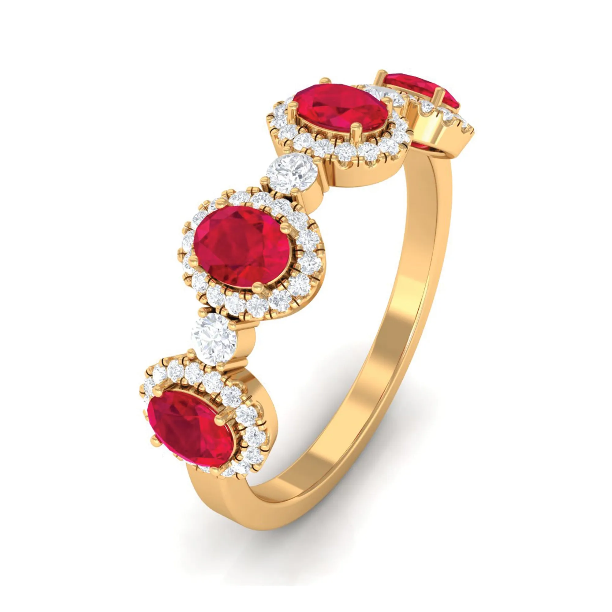 1.5 CT Lab Created Ruby and Diamond Wedding Band