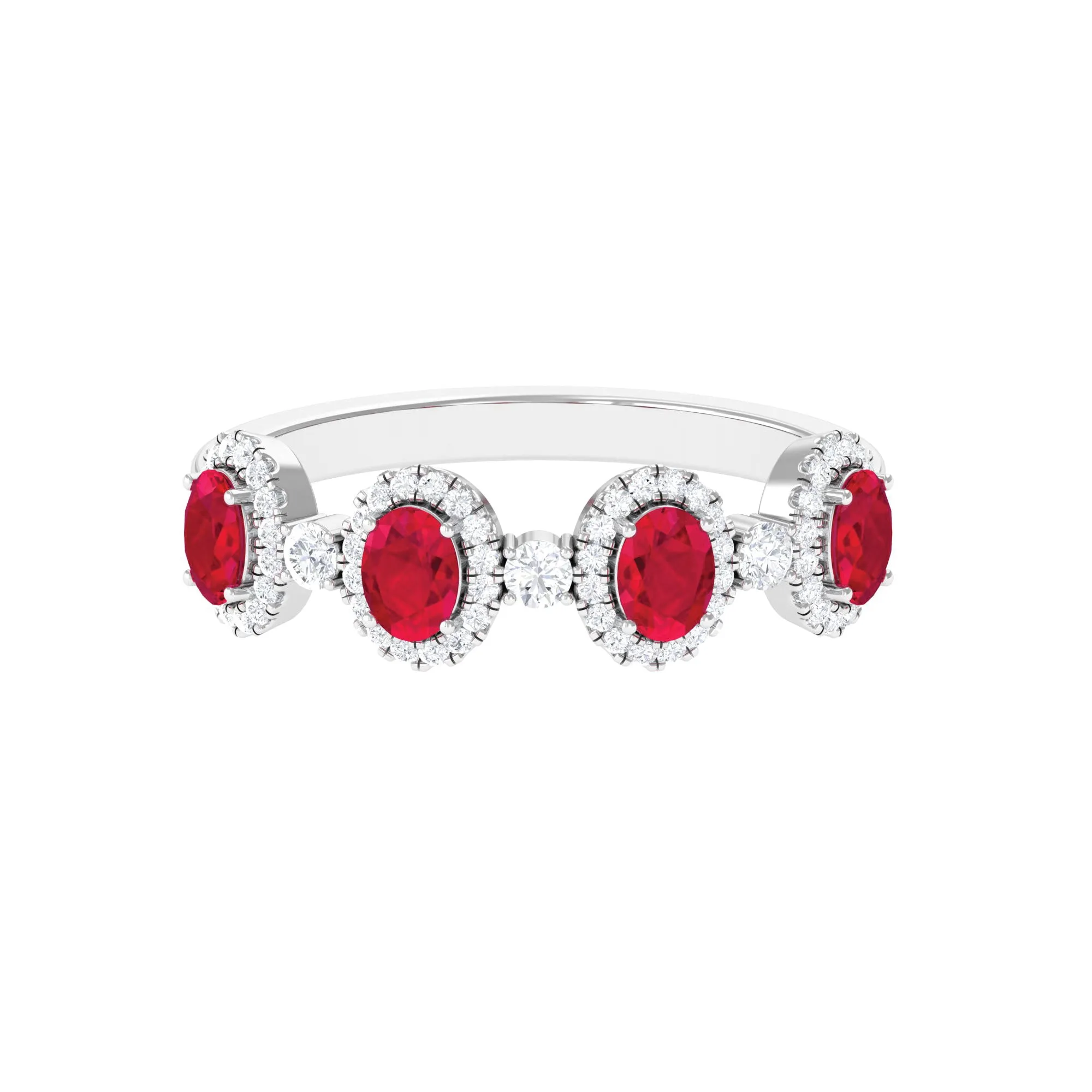 1.5 CT Lab Created Ruby and Diamond Wedding Band