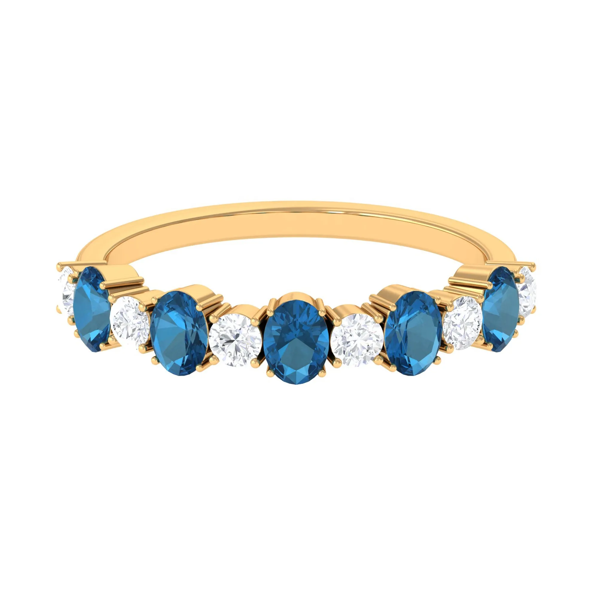 1.50 CT Alternate London Blue Topaz and Diamond Half Eternity Ring