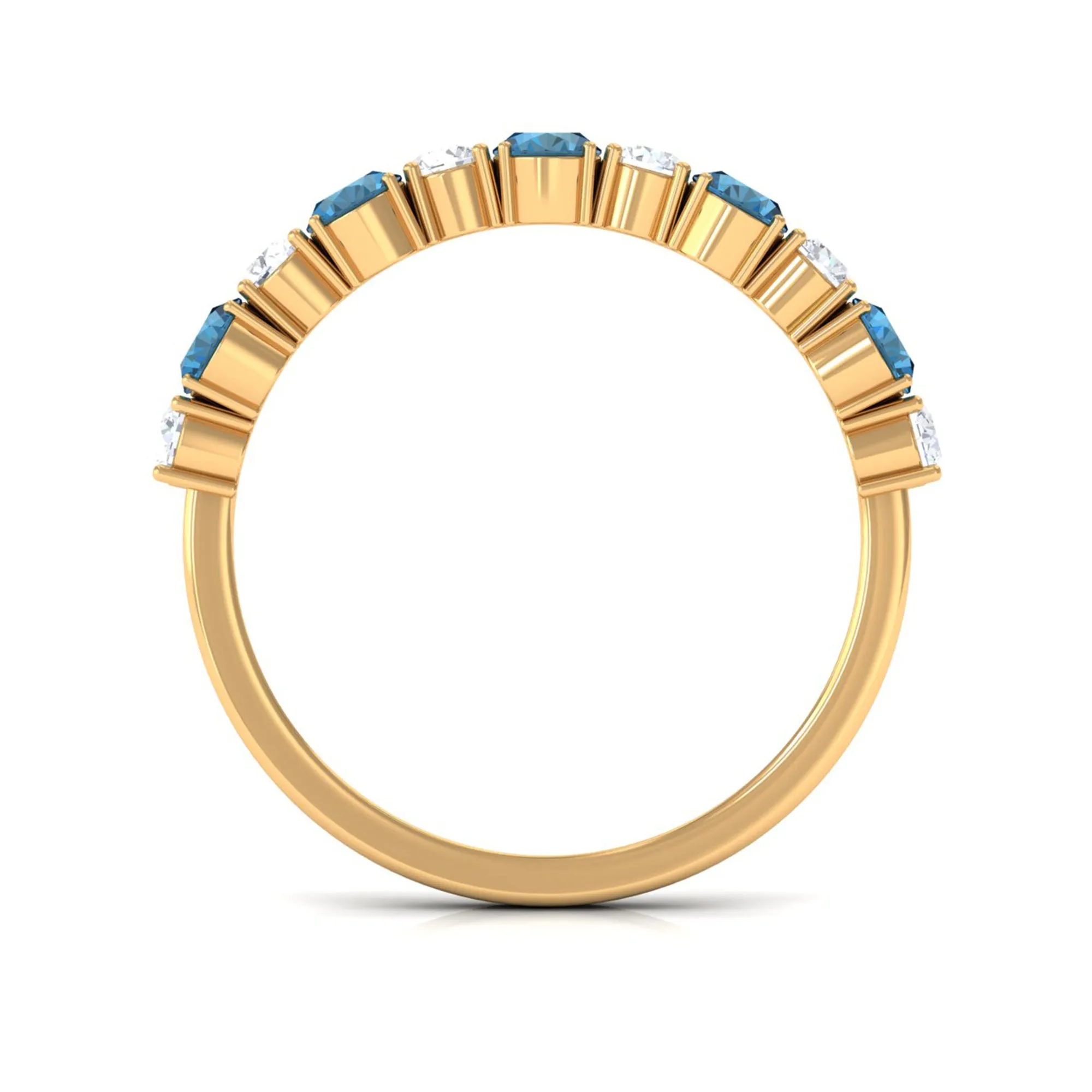 1.50 CT Alternate London Blue Topaz and Diamond Half Eternity Ring
