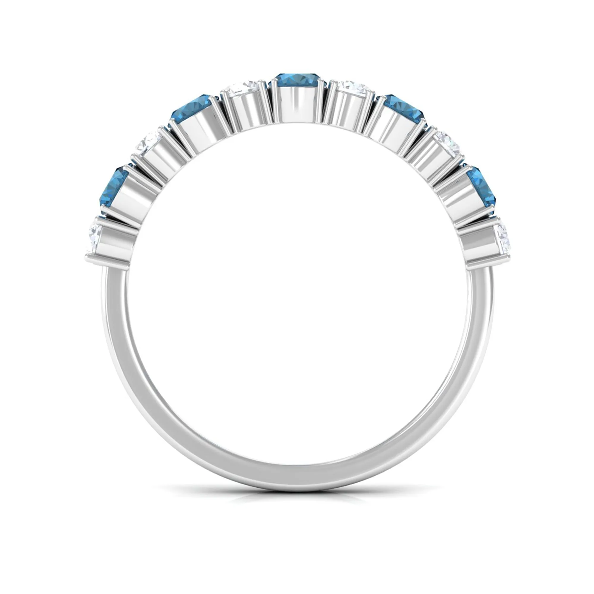 1.50 CT Alternate London Blue Topaz and Diamond Half Eternity Ring