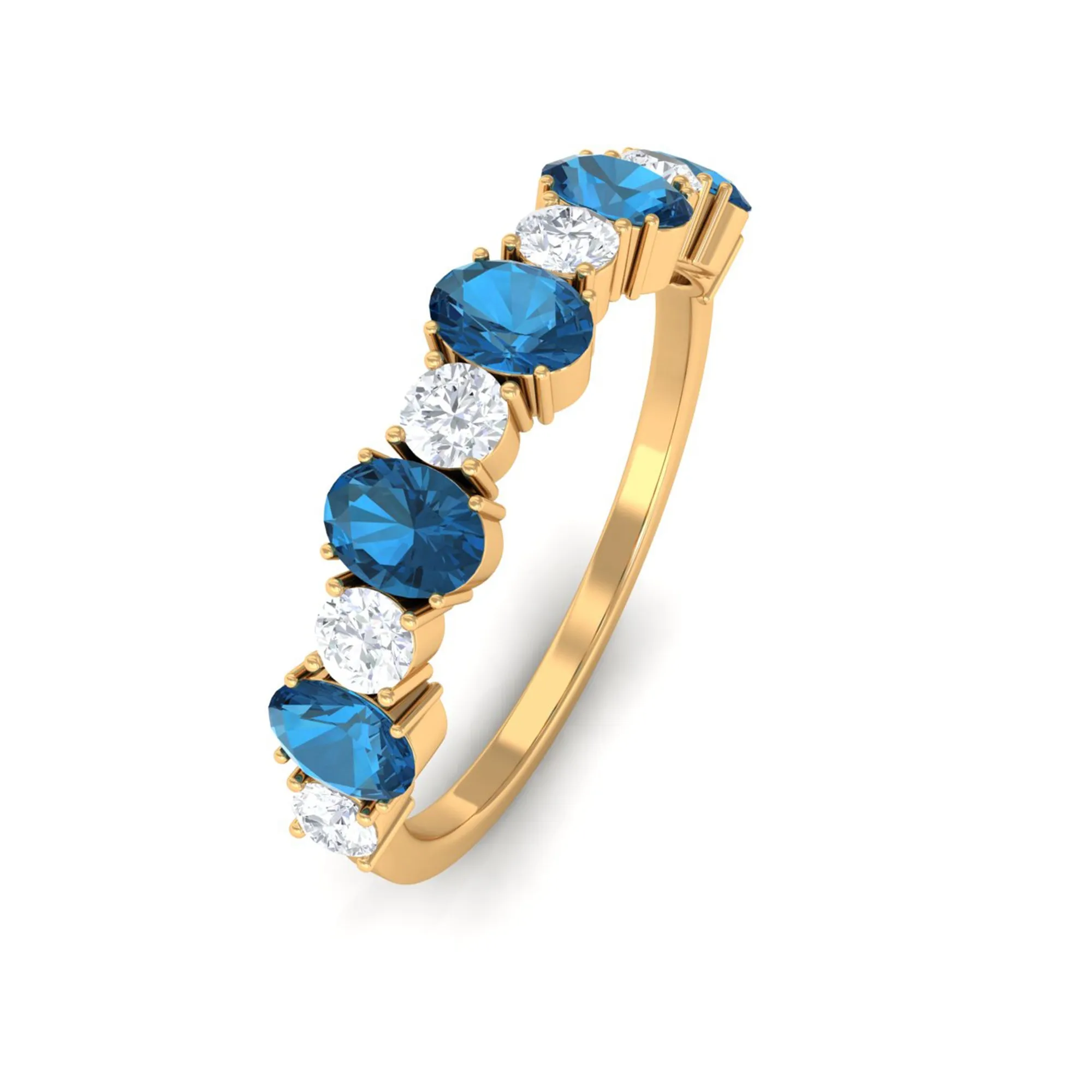 1.50 CT Alternate London Blue Topaz and Diamond Half Eternity Ring