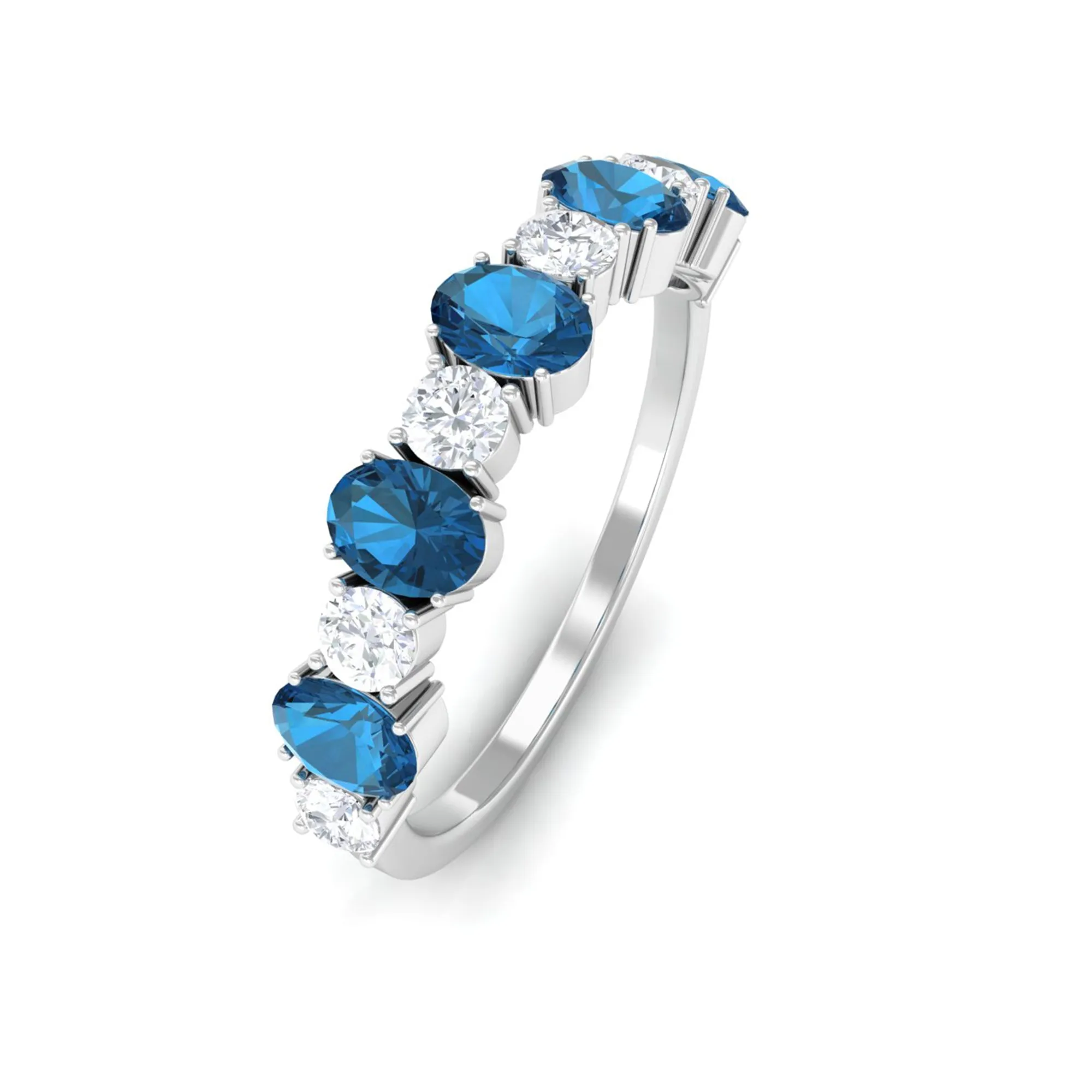 1.50 CT Alternate London Blue Topaz and Diamond Half Eternity Ring