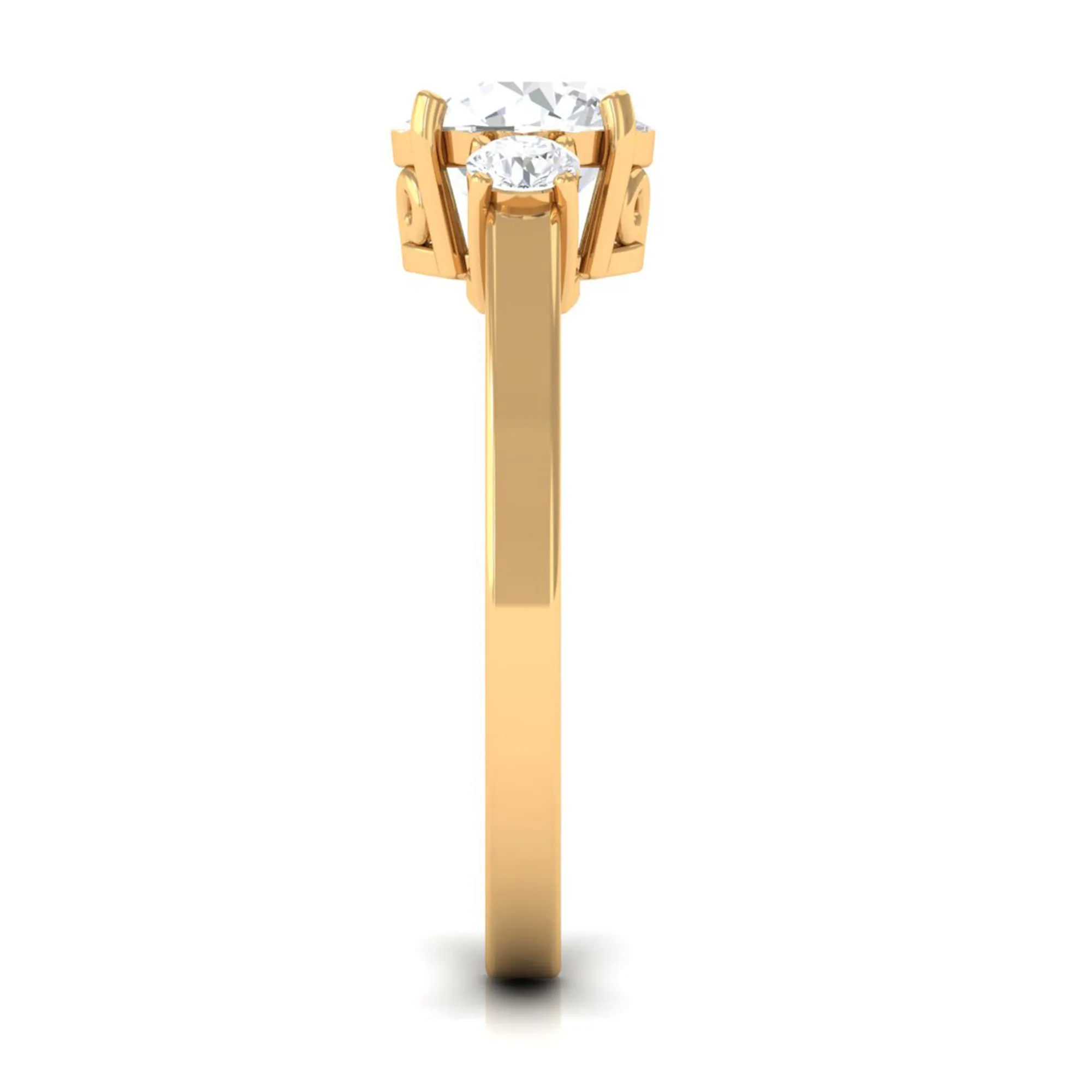 1.50 CT Round Zircon Three Stone Engagement Ring in Gold