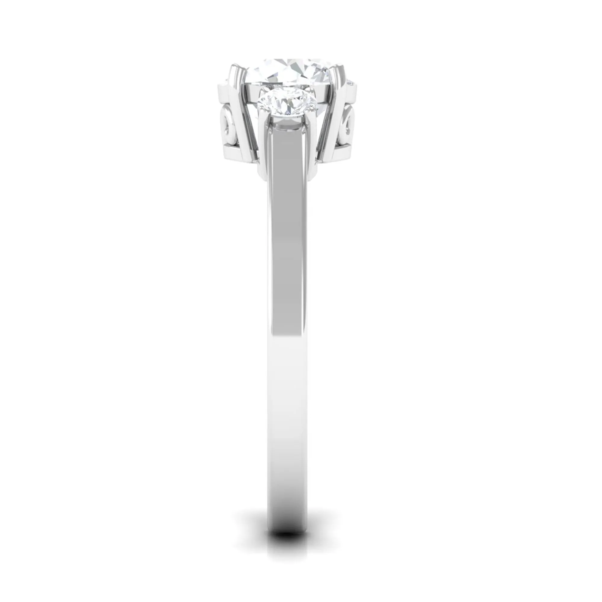1.50 CT Round Zircon Three Stone Engagement Ring in Gold