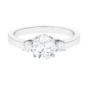 1.50 CT Round Zircon Three Stone Engagement Ring in Gold